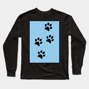 Black Pawprints on Light Blue Long Sleeve T-Shirt